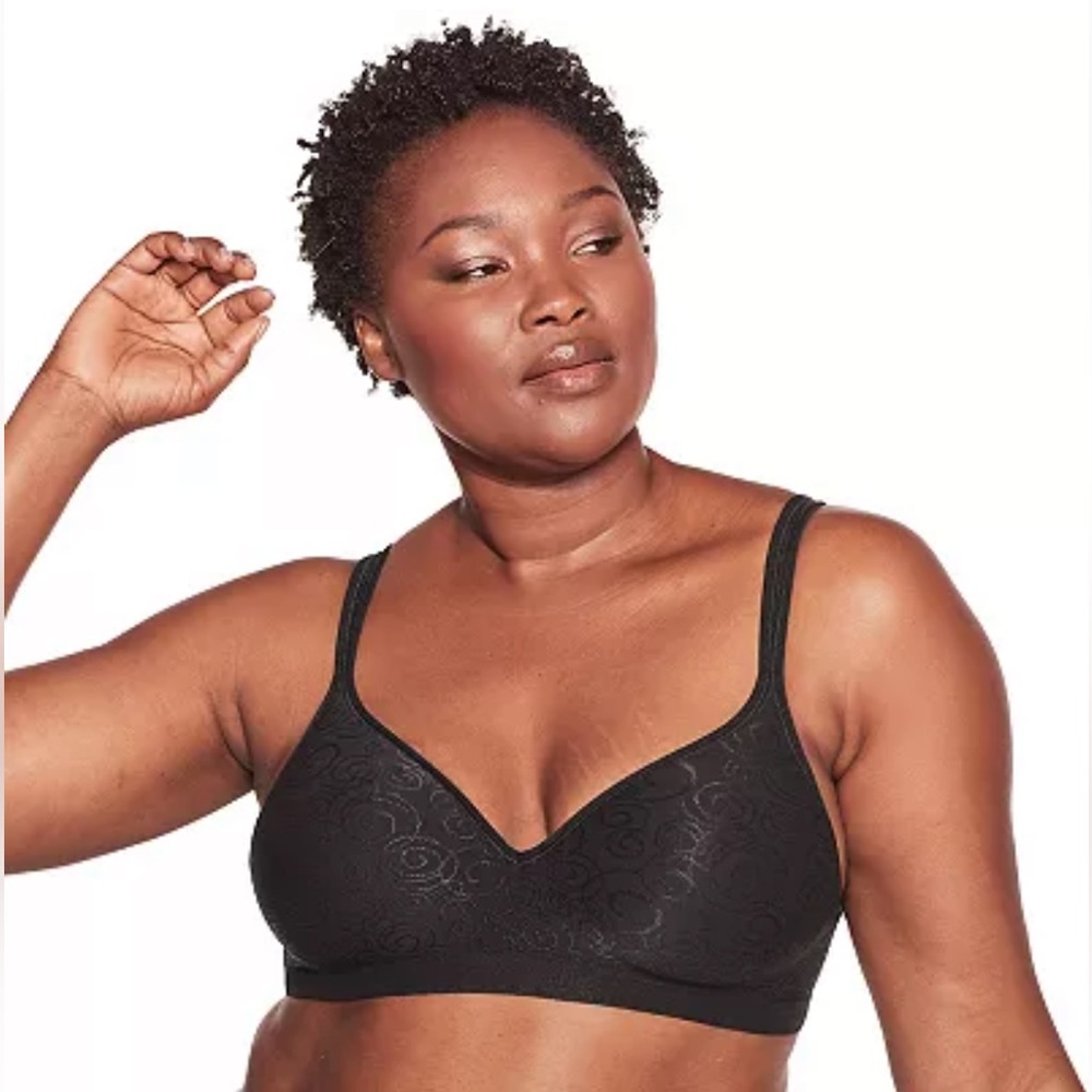 Bali® Comfort Revolution Wireless Bra Women’s Size 34C Black Jacquard